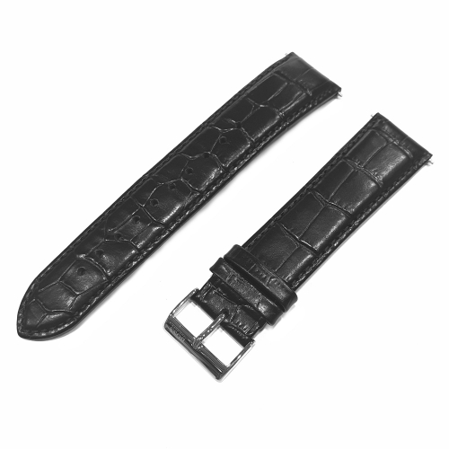 BOSS Ersatzband, Wechselband Leder schwarz, Stegbreite 22mm Krokoprägung