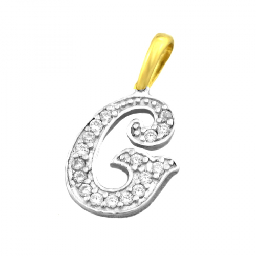 Buchstaben Anhänger G aus 585 Gold bicolor mit Zirkonia*