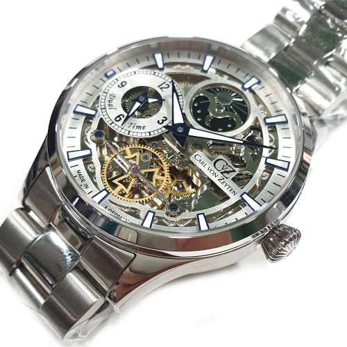 Carl von Zeyten Armbanduhr Automatik CVZ0063SLMS Freiburg Dual-Time, Tag-Nacht
