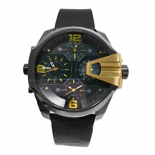 DIESEL Herren Armbanduhr in XL DZ7377, 4xTime, schwarz-roségoldfarben