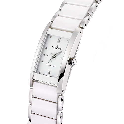 DUGENA Damen Armbanduhr Keramik / Edelstahl 4460506