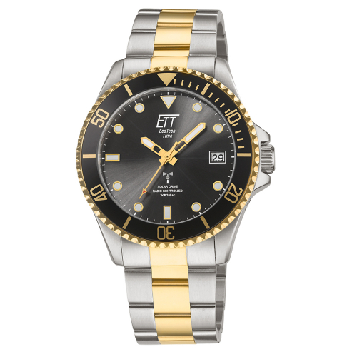 ETT Eco Tech Time Funk-Solar EGS-11606-25M Herren Armbanduhr Taucheruhr 20ATM bicolor