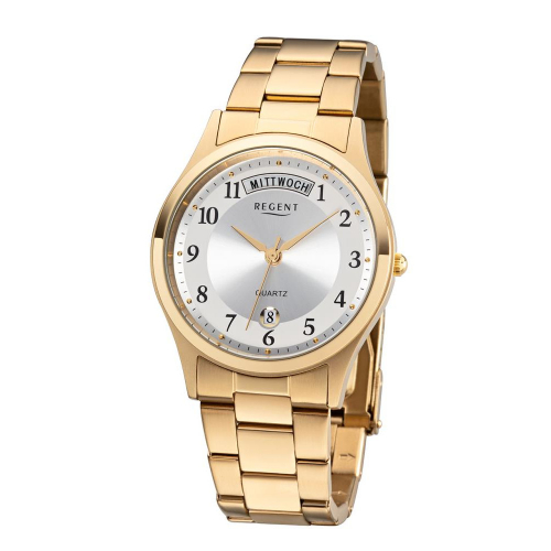 Regent Herren Armbanduhr F1180 Day-Date Goldfarben