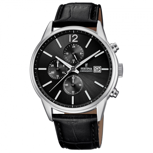 Festina Herren Armbanduhr Chronograph Timeless F20284-4 Datum Lederband