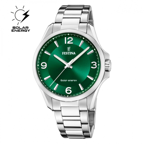 Festina Solar Armbanduhr F20656-3, Grün, Edelstahl, Miyota-Solar-Werk