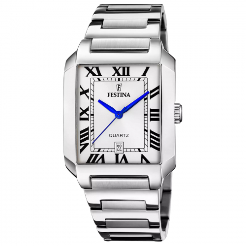 Festina Herren Armbanduhr F20677-1Edelstahl, Rechteckig, römische Zahlen