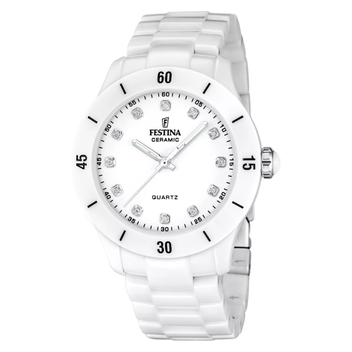 Festina Damen Armbanduhr F20720-2 Keramik weiß, 38mm