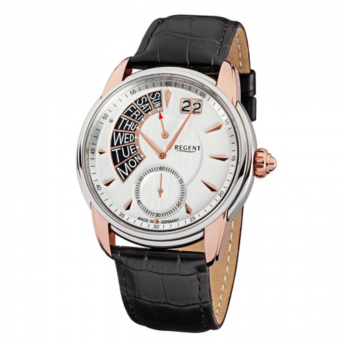 REGENT Herren Armbanduhr GM-1436 Saphirglas Day-Date, made in Germany