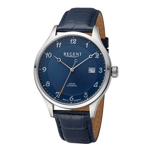 REGENT Herren Armbanduhr Automatik GM-2213 Saphirglas, Datum, Blau, 42mm