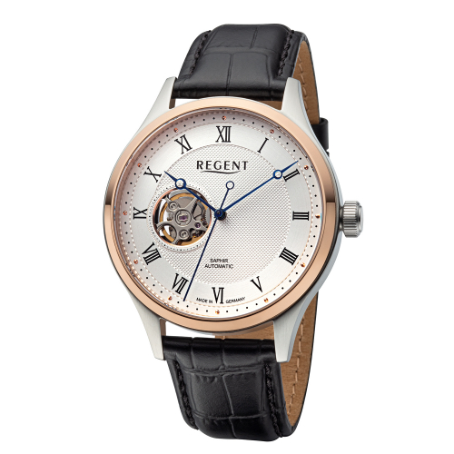 REGENT Herren Armbanduhr Automatik GM-2217 Saphirglas, offenem Herz, 42mm