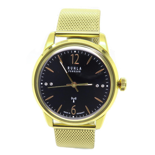 GARDE UMR RUHLA Damen Armbanduhr Funkuhr 125-53BM, Milanaiseband Goldfarben