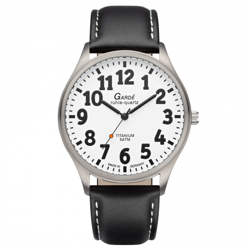 Garde Herren Armbanduhr Titan 17-75 Ronda-Werk Lederband sehbehinderten gerecht