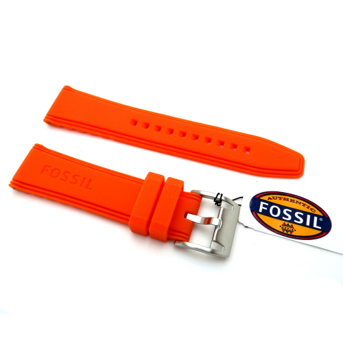Fossil AMS169 Ersatzband Silikon orange mit Federstiefte, Stegbreite 22mm