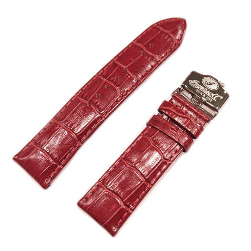 Ingersoll Ersatzband Lederband weinrot Stegbreite 24mm mit Faltschließe