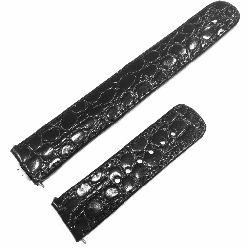JUNGHANS Funkband Leder schwarz Krokonarbung, 20mm, Mega Funk 025/4300, 025/4302, 025/4220