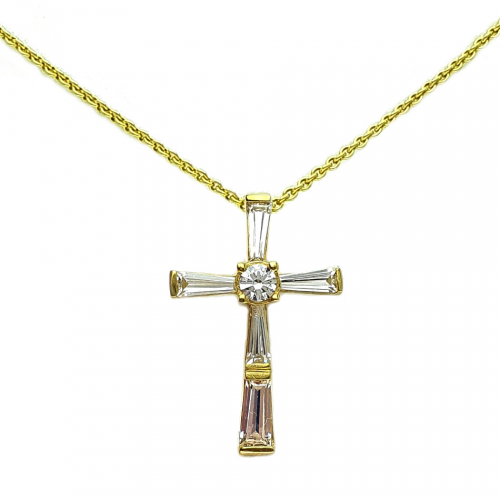 333/8K Gold Kreuz Anhänger mit Kette Gelbgold Länge 42cm mit 6 Zirkonia