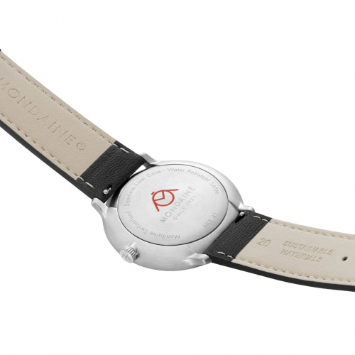 Preview: MONDAINE Armbanduhr MLE.41210.LBV Doppio Saphirglas, 41mm, Veganes Traubenleder