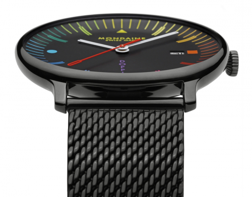 MONDAINE Armbanduhr MLE.41221.SM Doppio Saphirglas, Milanaise, 41mm, schwarz