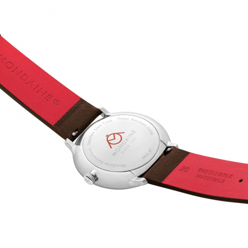 MONDAINE Armbanduhr MLE.41240.LGV Doppio Saphirglas, 41mm, Veganes Traubenleder