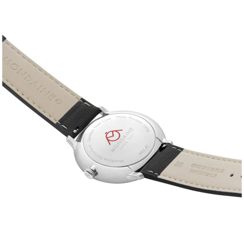 Preview: MONDAINE Armbanduhr MLE.41910.LBV SOLAR Doppio Saphirglas, 41mm, Veganes Traubenleder