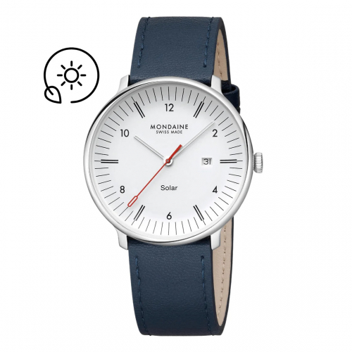 MONDAINE Armbanduhr MLE.41910.LDV SOLAR Doppio Saphirglas, 41mm, Veganes Apfelleder