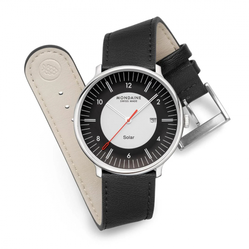 MONDAINE Armbanduhr MLE.41920.LBV SOLAR Doppio Saphirglas, 41mm, Veganes Traubenleder