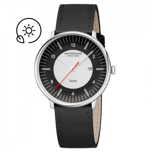 MONDAINE Armbanduhr MLE.41920.LBV SOLAR Doppio Saphirglas, 41mm, Veganes Traubenleder