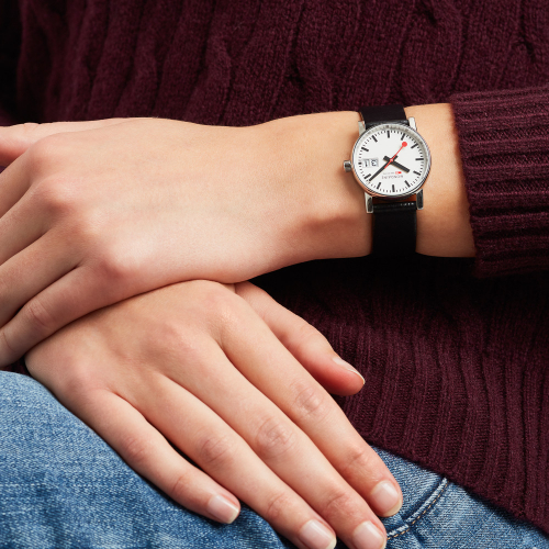 MONDAINE Damen Armbanduhr MSE.30210.LBV EVO2 Big Date, 30mm veganes Traubenleder