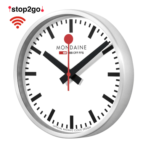 MONDAINE Wanduhr samrt stop2go WiFi Wanduhr, MSM.25S11 Durchmesser 25cm