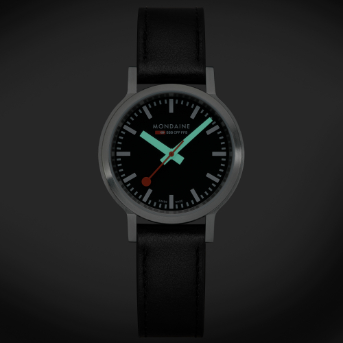 MONDAINE MST.34020.LBV.SET Damenuhr schwarz stop2go Saphirglas, 34mm mit Extraband