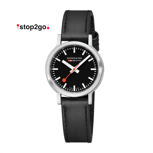 MONDAINE MST.34020.LBV.SET Damenuhr schwarz stop2go Saphirglas, 34mm