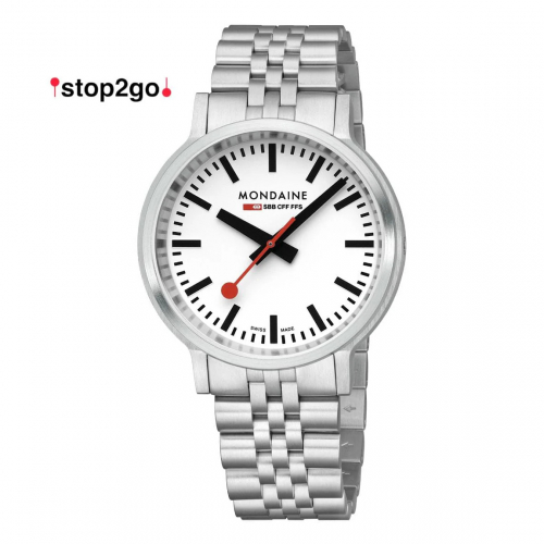 MONDAINE Herren Armbanduhr stop2go springender Minutenzeiger A512.30358.16SBB, Saphirglas