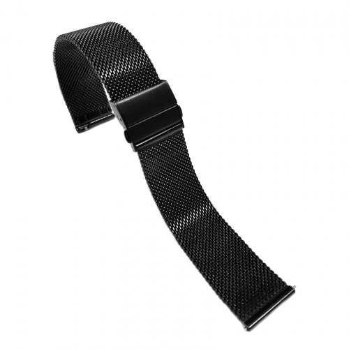 Ersatzband, Wechselband, Stegbreite 20mm Milanaise Edelstahl in PVD schwarz