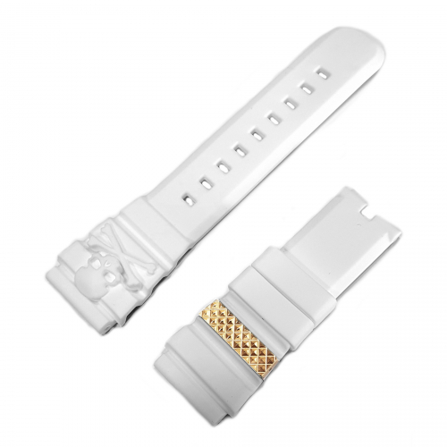 Philipp Plein Ersatzband Silikon weiss-goldfarben The Skull PWAAA - Serie