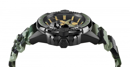 Philipp Plein Herren Armbanduhr PWAAA0821 The Skull Grün Camouflage