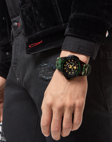 Philipp Plein Herren Armbanduhr PWAAA0821 The Skull Grün Camouflage