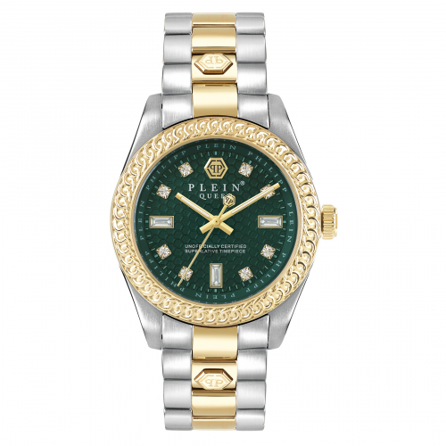 Philipp Plein Damen Armbanduhr PWDAA0421 Queen bicolor Armband, Zifferblatt Grün