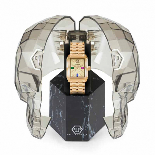 Philipp Plein Damen Armbanduhr PWMAA0522 OFFSHORE SQUARE Goldfarben