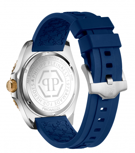 Philipp Plein Herren Armbanduhr THE $KULL DIVER PWOAA0222, Silikon, Blau