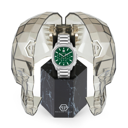 Philipp Plein Herren Armbanduhr SPECTRE CHRONO PWSAA0223 Edelstahl, Grün, 44mm