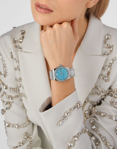 Philipp Plein Damen Armbanduhr PWYAA0423 Date Superlative Edelstahl, Turquoise