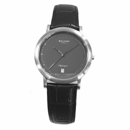 Regent Herren Armbanduhr 1110735 Saphirglas Datum Lederband
