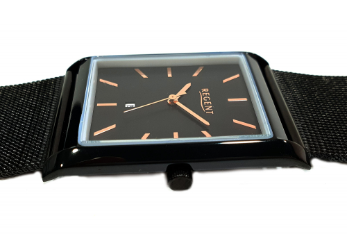 Regent 1151770 schicke Armbanduhr für Herren in schwarz