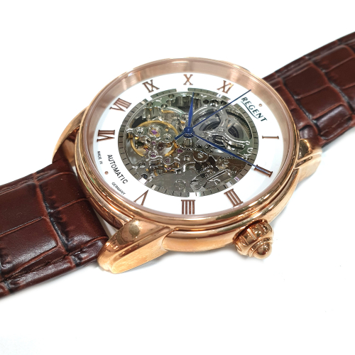 REGENT Herren Automatikuhr GM-1433 Saphirglas, made in Germany, Skelettiert