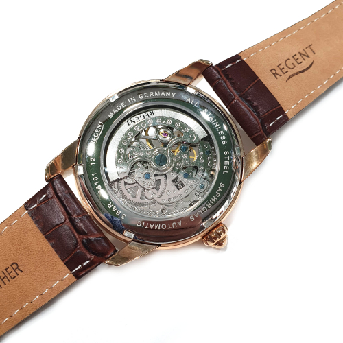REGENT Herren Automatikuhr GM-1433 Saphirglas, made in Germany, Skelettiert