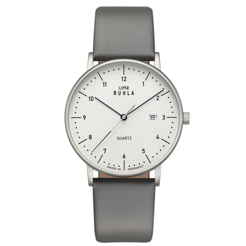 Ruhla Herren Armbanduhr Classic 30431 gr Ronda-Werk Lederband grau, 39mm