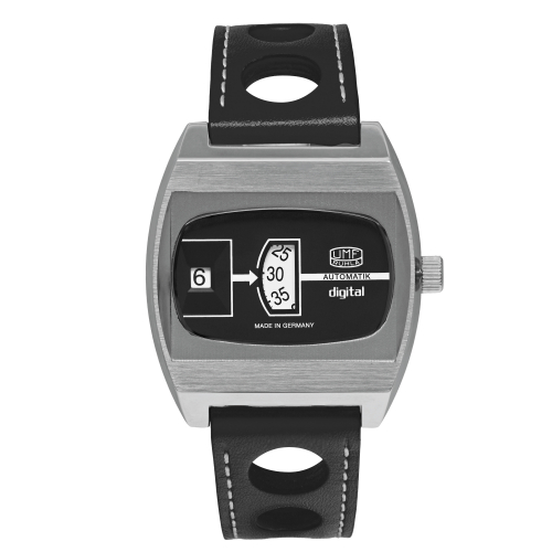 UMF Ruhla 1434-2 Armbanduhr Scheibenuhr Automatik, Saphirglas, 41mm, schwarz