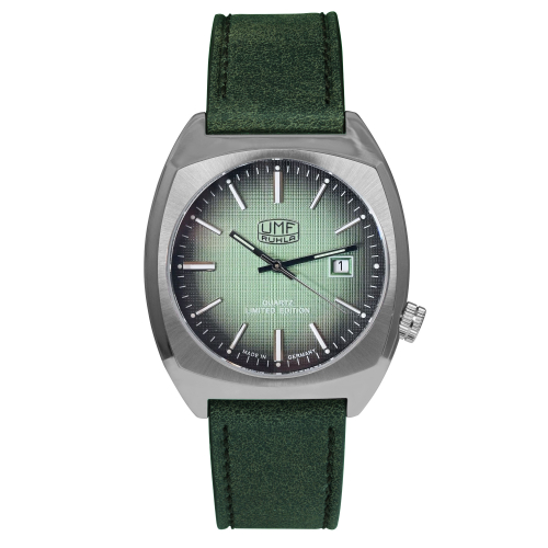 UMF Ruhla Armbanduhr 1468-4 Grün, Quarz-UMF-Kaliber 13, Saphirglas, 42mm