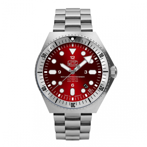 UMF Ruhla 1928M-7 rot Armbanduhr NVA Kampfschwimmer Automatik, Saphirglas, 42mm