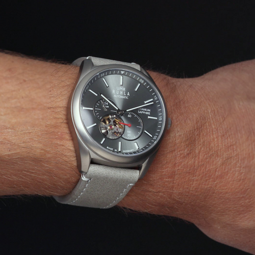UMR RUHLA Automatic 80303 Herren Armbanduhr Titan, Spahirglas, kleine Sekunde, 24h-Anzeige